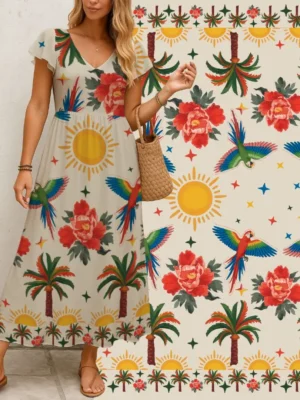 Tecido Gloss Vivant Span Summer Print Tropical